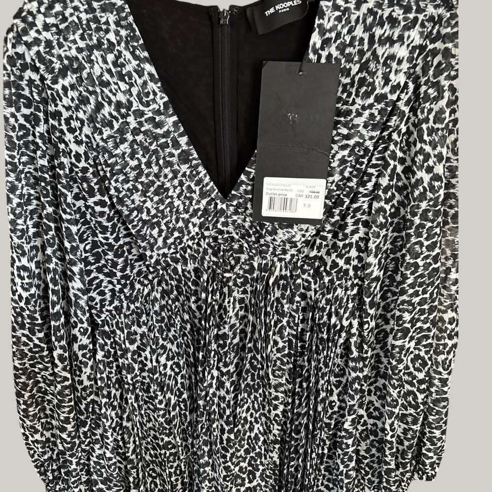The Kooples Black and White Asymmetrical Dress - Picture 6 of 10
